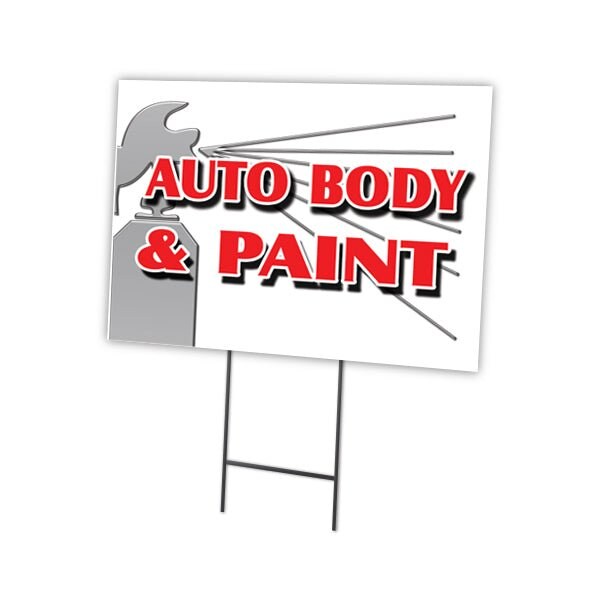 Signmission Auto Body & Paint Yard Sign & Stake outdoor plastic coroplast window, C-1824 Auto Body & Paint C-1824 Auto Body & Paint - main